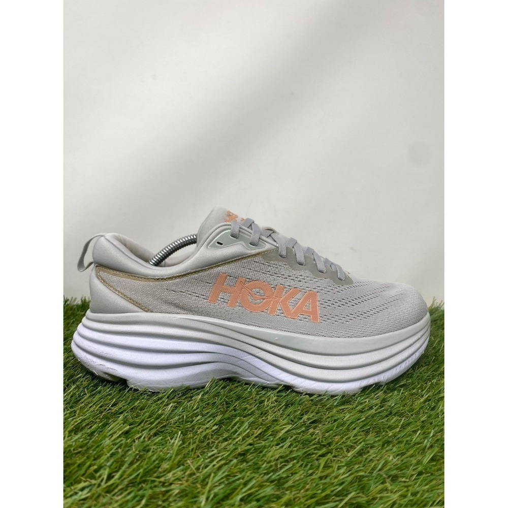 Hoka Bondi 8 Shoes Women's 10 Gray Athletic Running Sneakers Walking Comfort